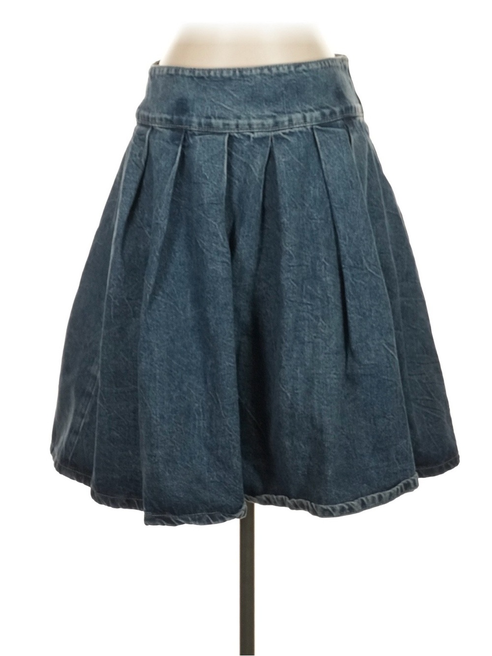 Zara Denim Pleated A-Line Skirt - Blue